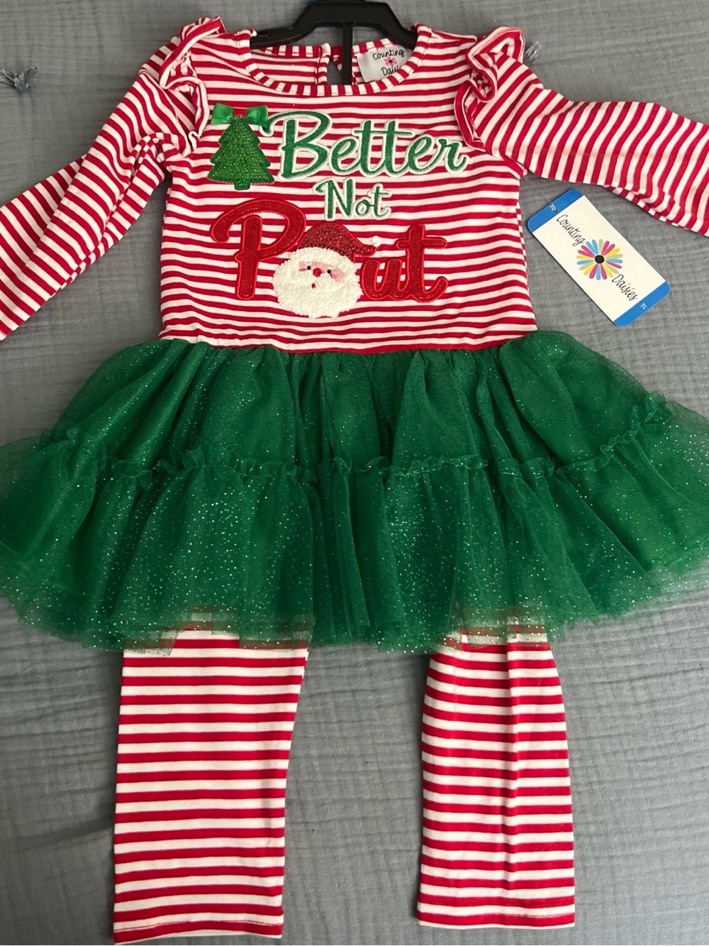 Country Kids Red & Green 'Better Not Pout' Holiday Tutu Outfit